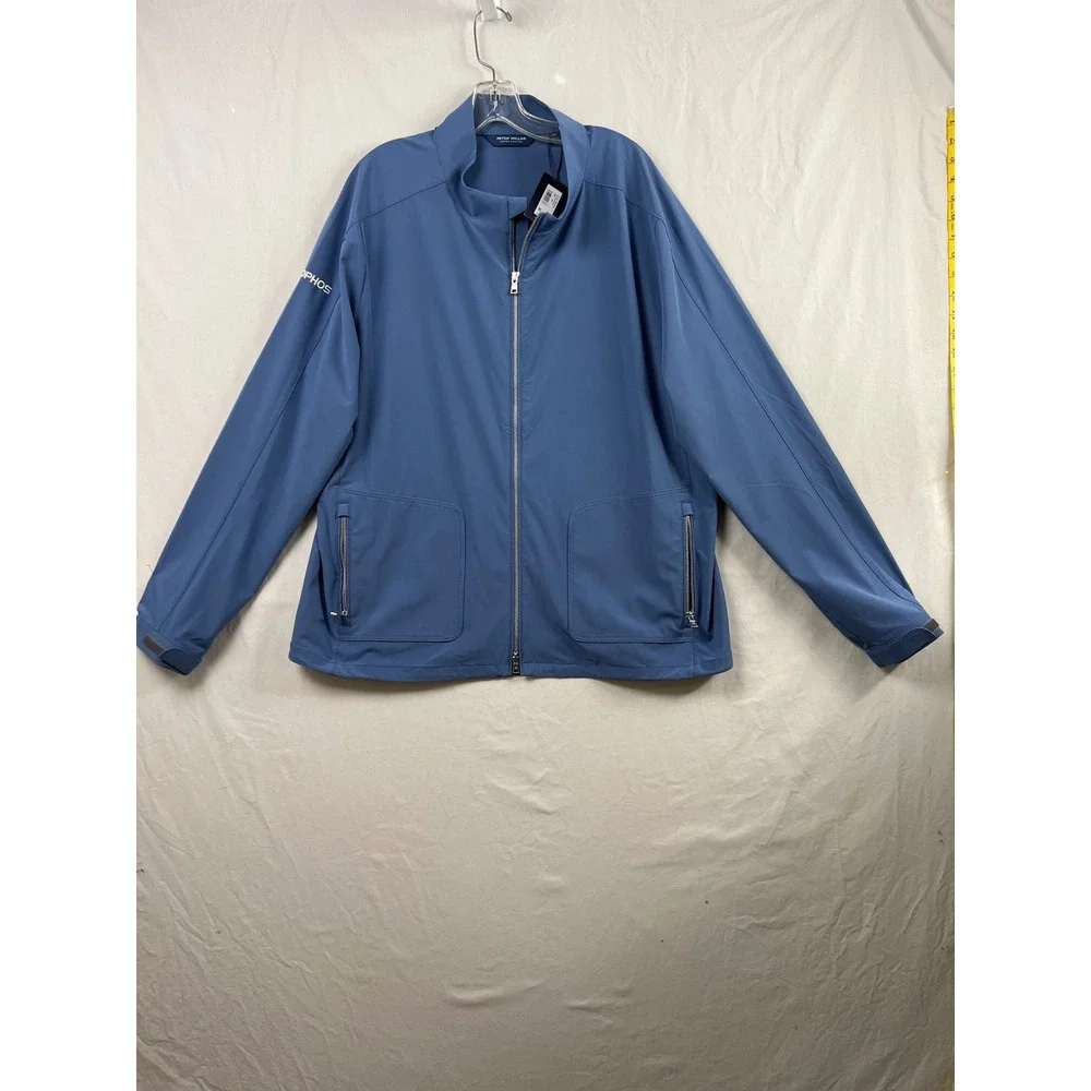 Peter Millar Crown Crafted Jacket Men XXL Blue Performance Full Zip Co Logo